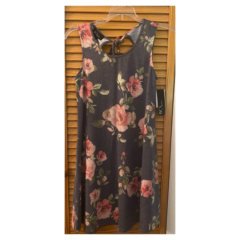 BCX A line gray floral casual dress XS
